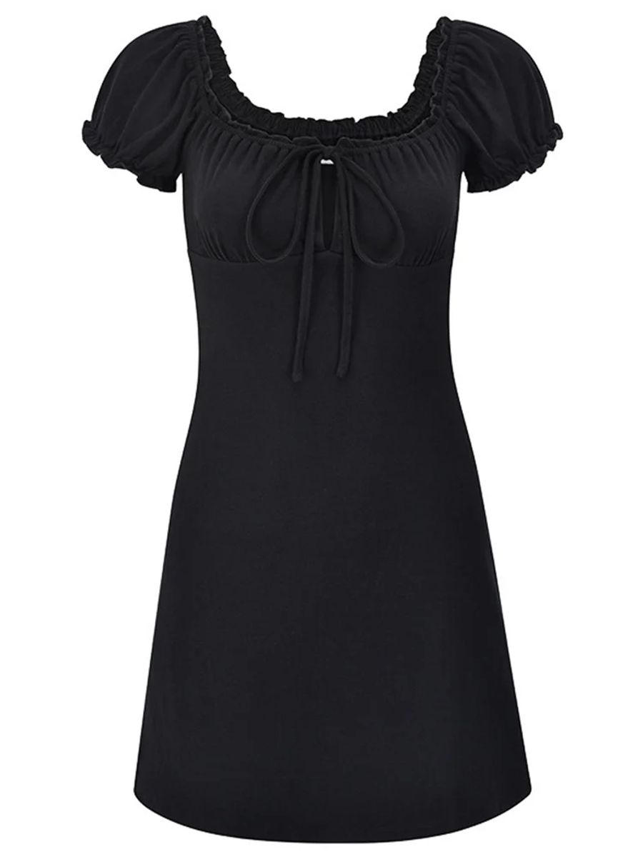 Elegant Lace-Up Backless Mini Dress with A-Line Silhouette