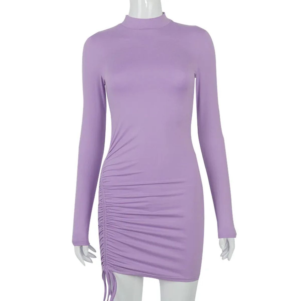Chic Turtleneck Ruched Bodycon Mini Dress for Autumn Parties