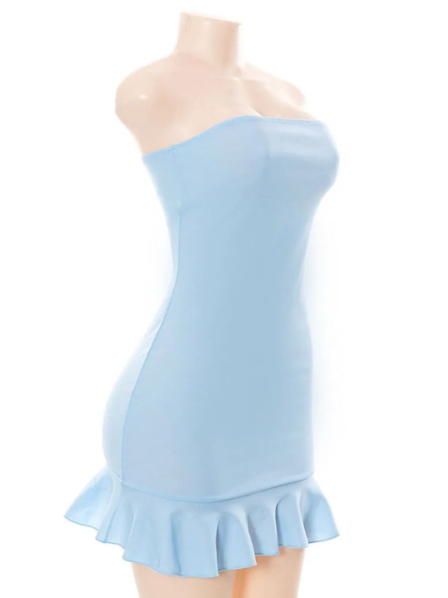 Elegant Off-Shoulder Pleated Strapless Bodycon Mini Dress