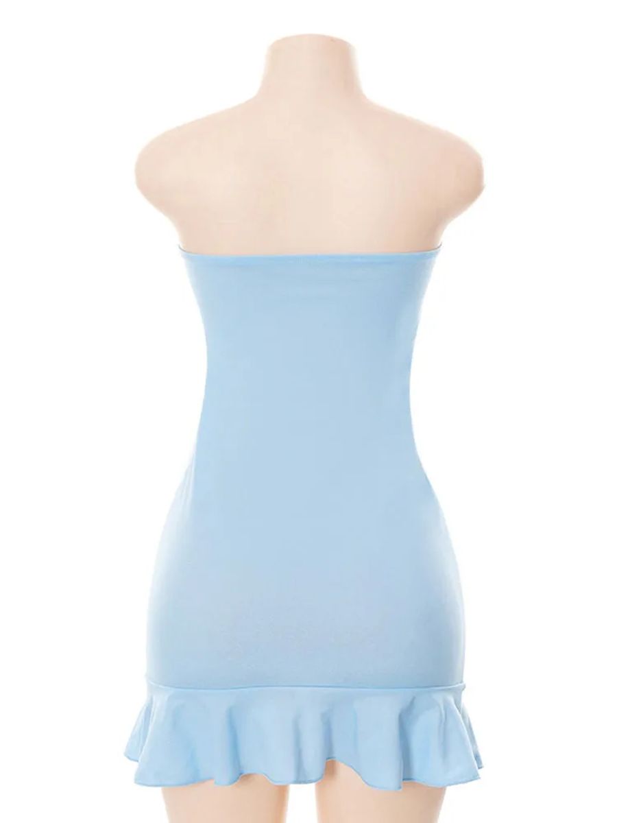 Elegant Off-Shoulder Pleated Strapless Bodycon Mini Dress