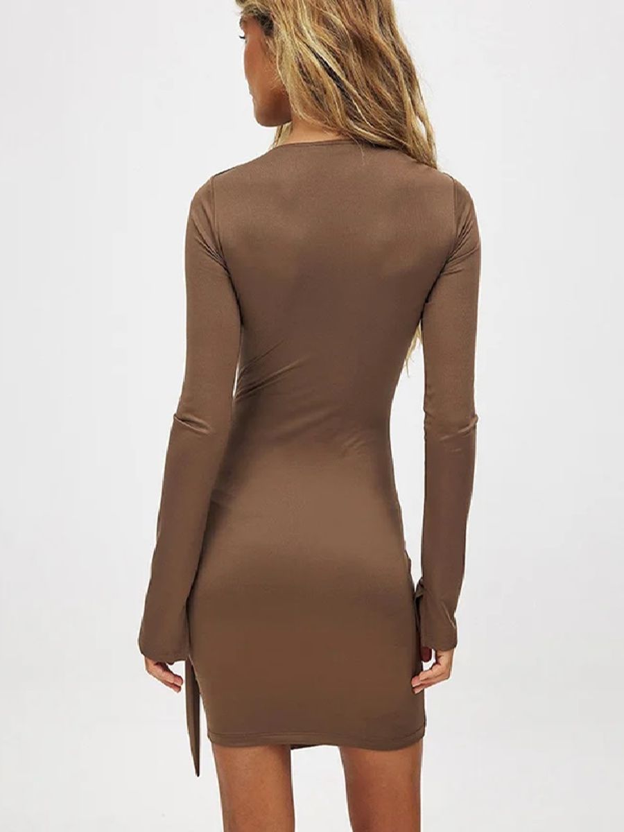 Long Sleeve Bodycon Dress with Bandage Detail for Women Long Sleeve Bodycon Dress with Bandage Detail for Women