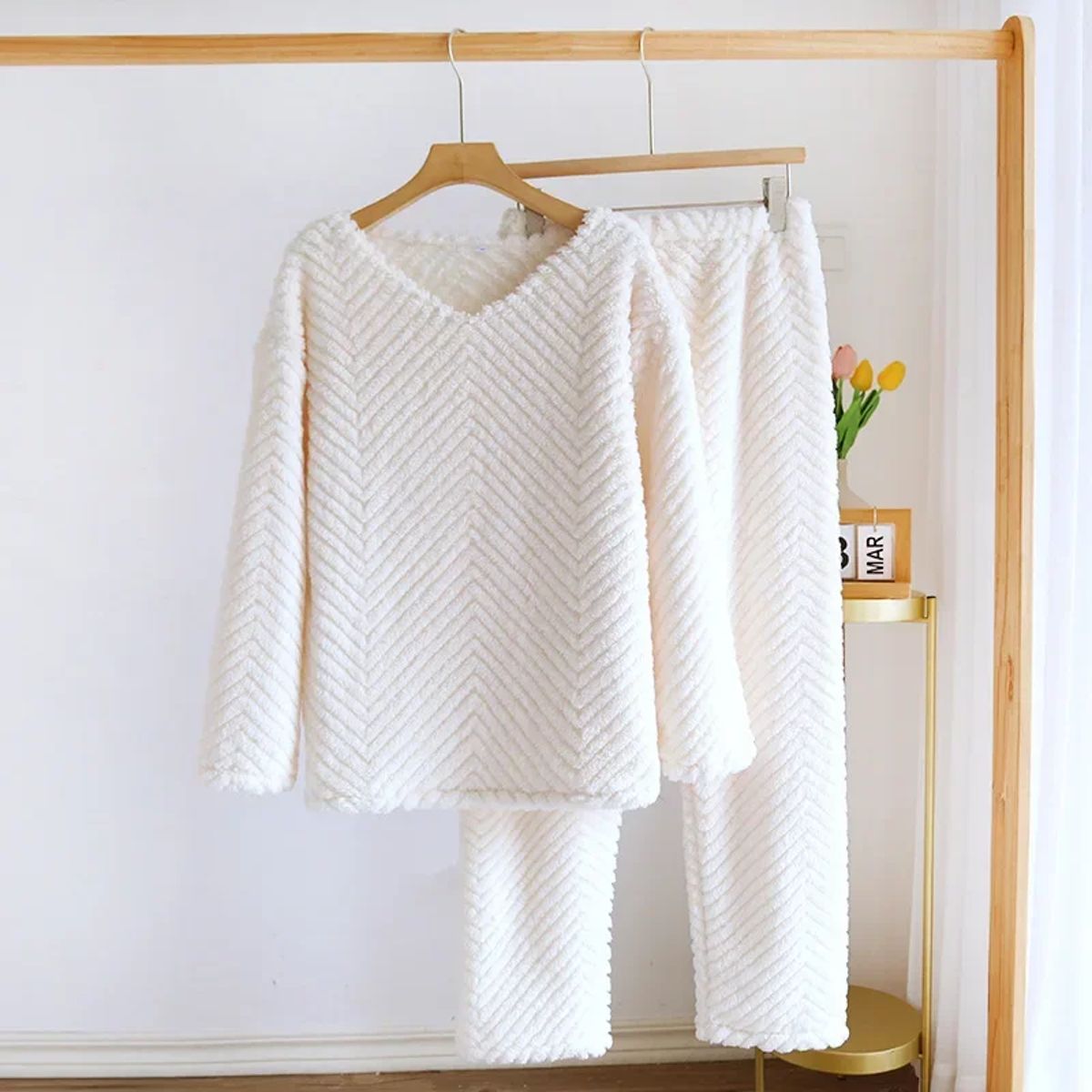 Warm Flannel Long-Sleeve Pajama Set for Cozy Winter Nights
