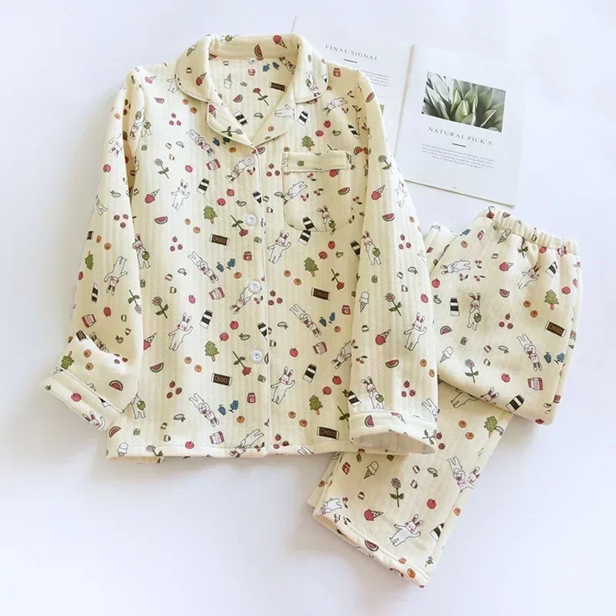 Pure Cotton Warm Pajamas for Autumn and Winter Comfort Pure Cotton Warm Pajamas for Autumn and Winter Comfort