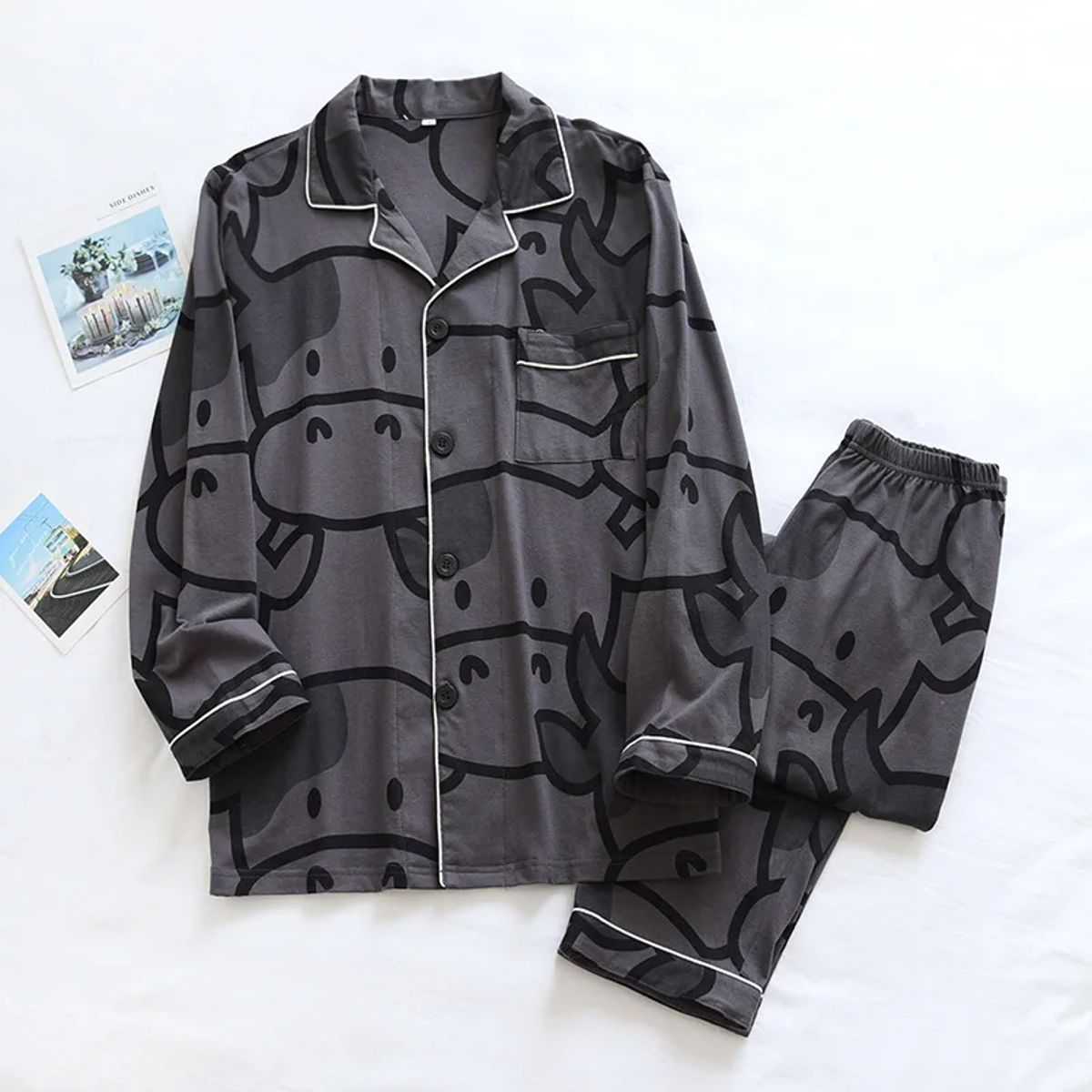 Couple's Knitted Pajama Set – Long Sleeve, Comfortable & Breathable Couple's Knitted Pajama Set – Long Sleeve, Comfortable & Breathable