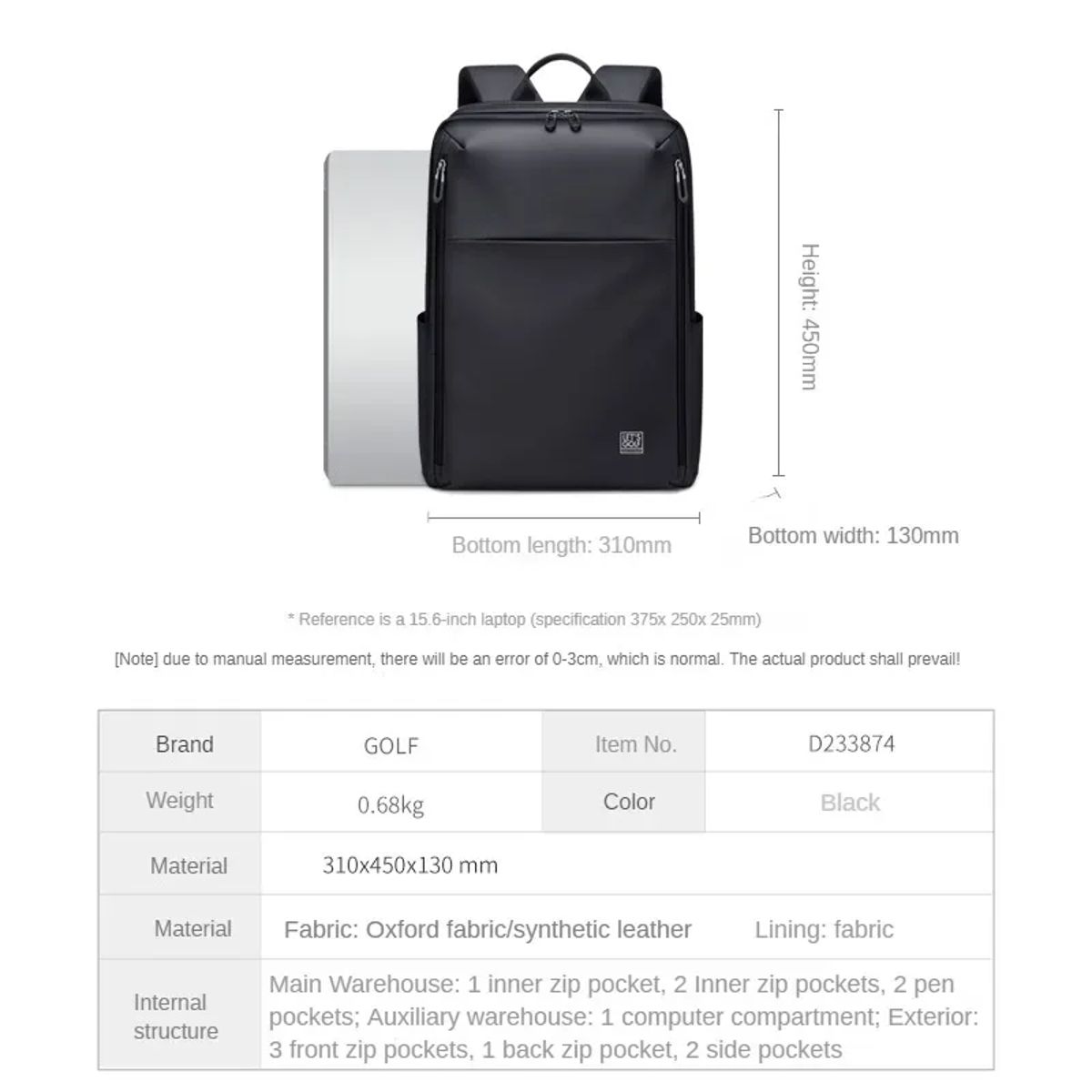 Spacious and Durable Laptop Backpack for Men with Multiple Pockets