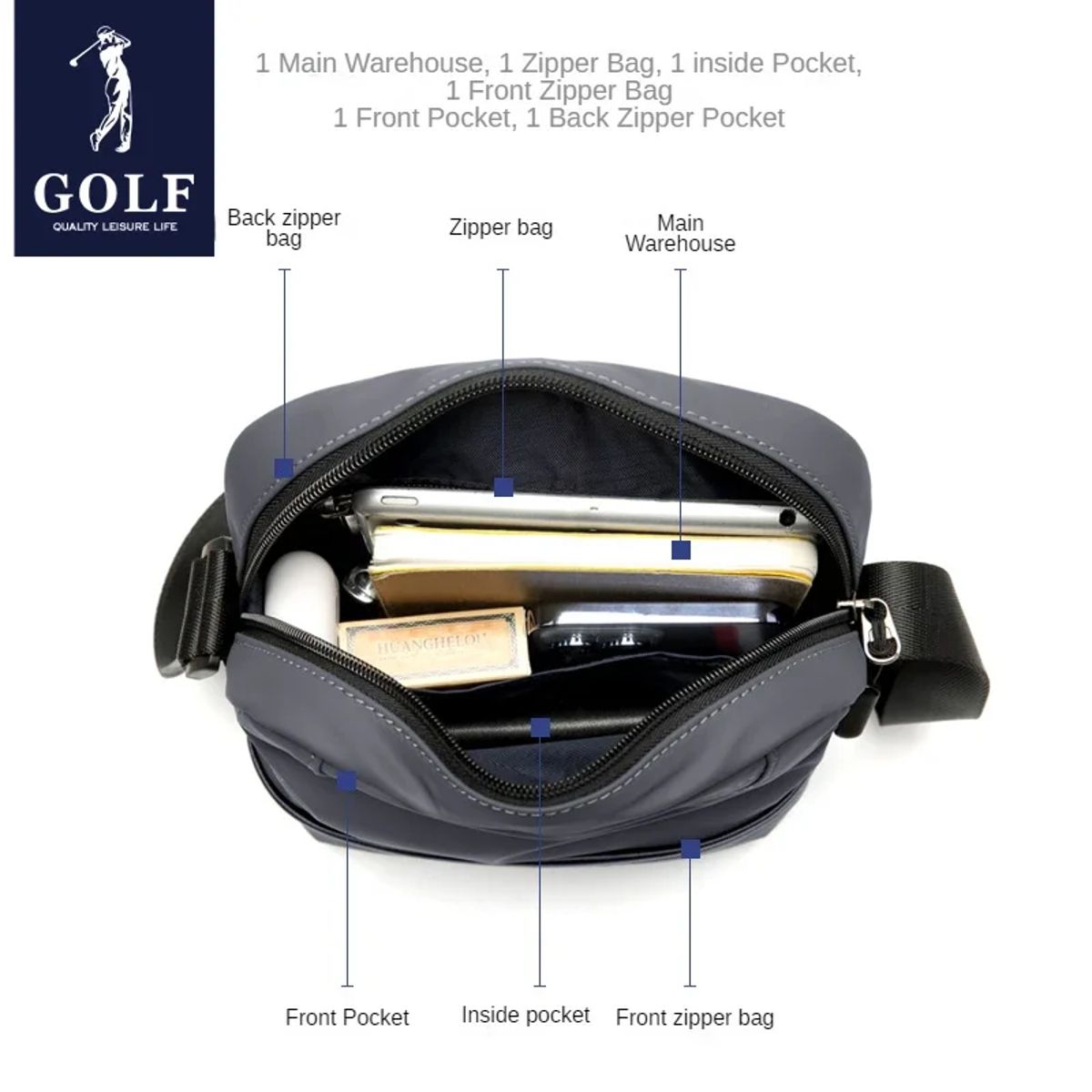 Stylish Crossbody Bag for Men, Casual Oxford Sling Backpack