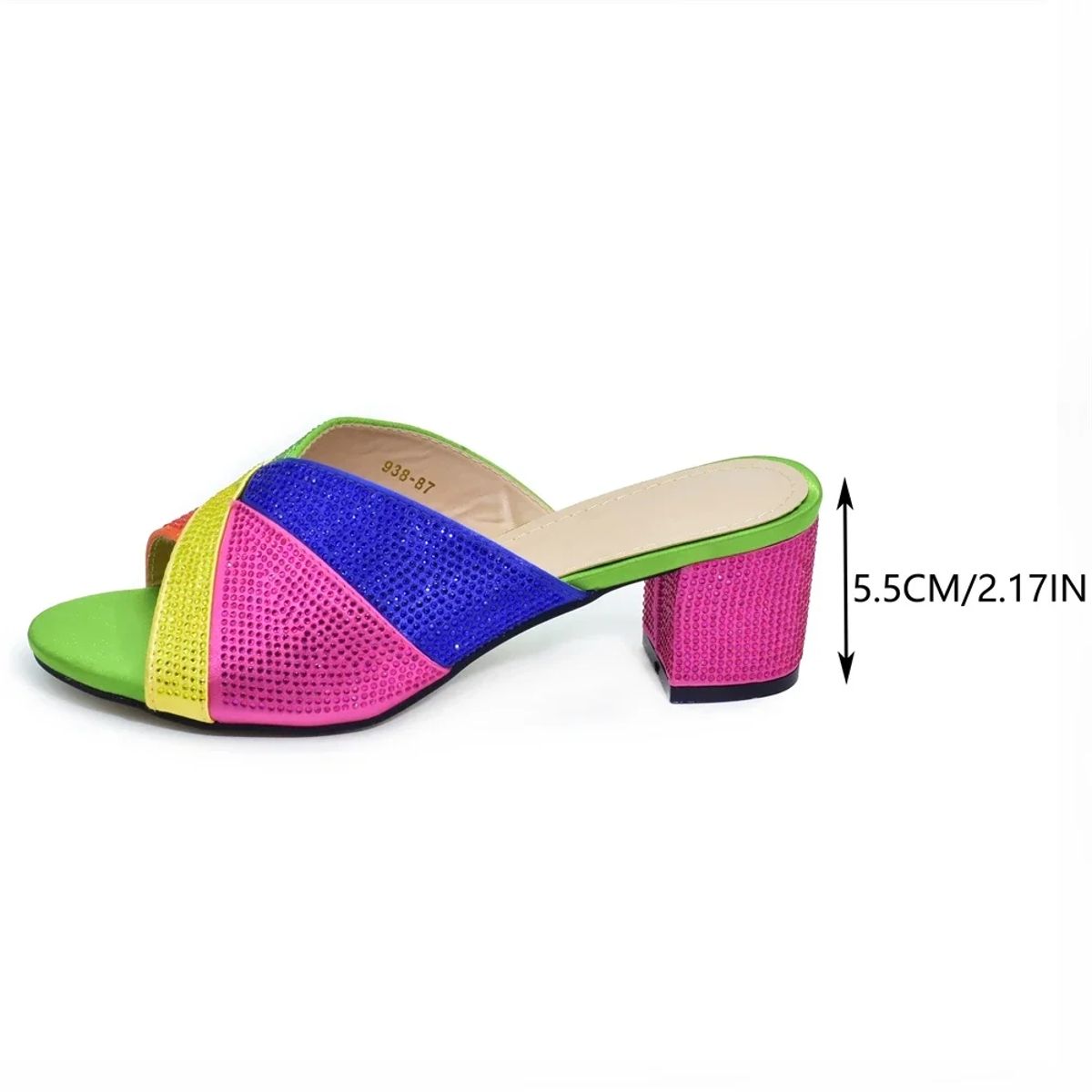 Luxury Rhinestone Crystal Low-Heel Sandals for Party and Wedding