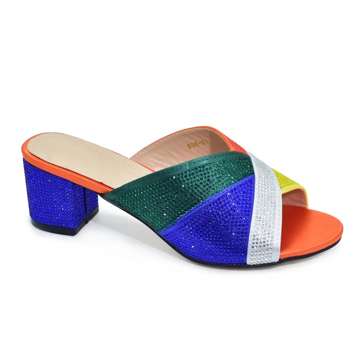 Luxury Rhinestone Crystal Low-Heel Sandals for Party and Wedding