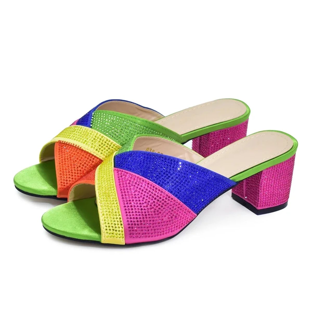 Luxury Rhinestone Crystal Low-Heel Sandals for Party and Wedding