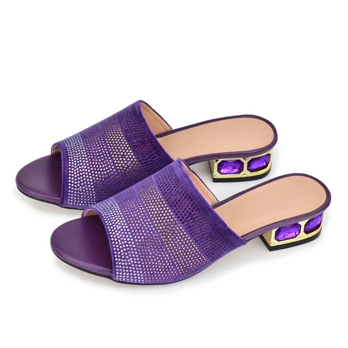 Luxury Rhinestone Mid Heels Perfect for Parties and Events