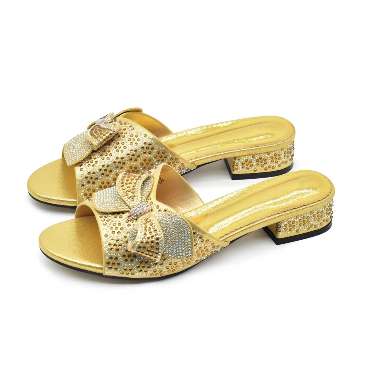 Chic Mid-Heel Sandals with Rhinestone Accents for Brides