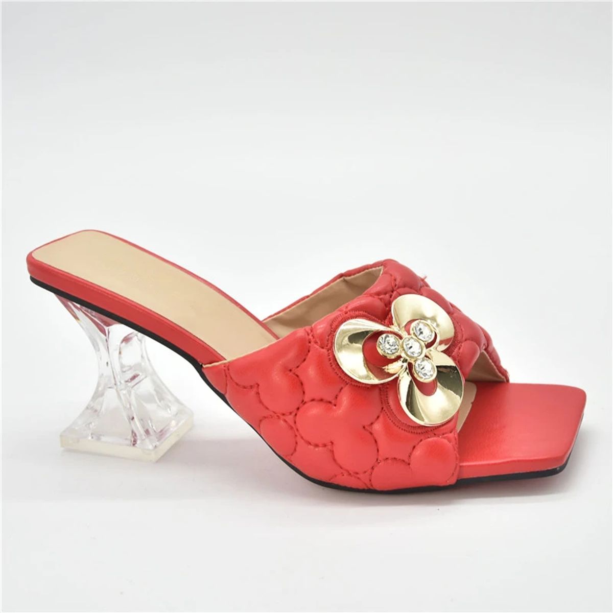 Elegant Rhinestone-Embellished High Heels for Nigerian Wedding Occasions