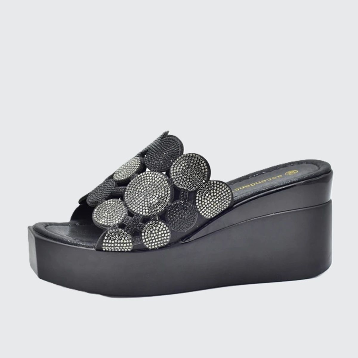 Rhinestone Wedge Slides with High Heels for Parties