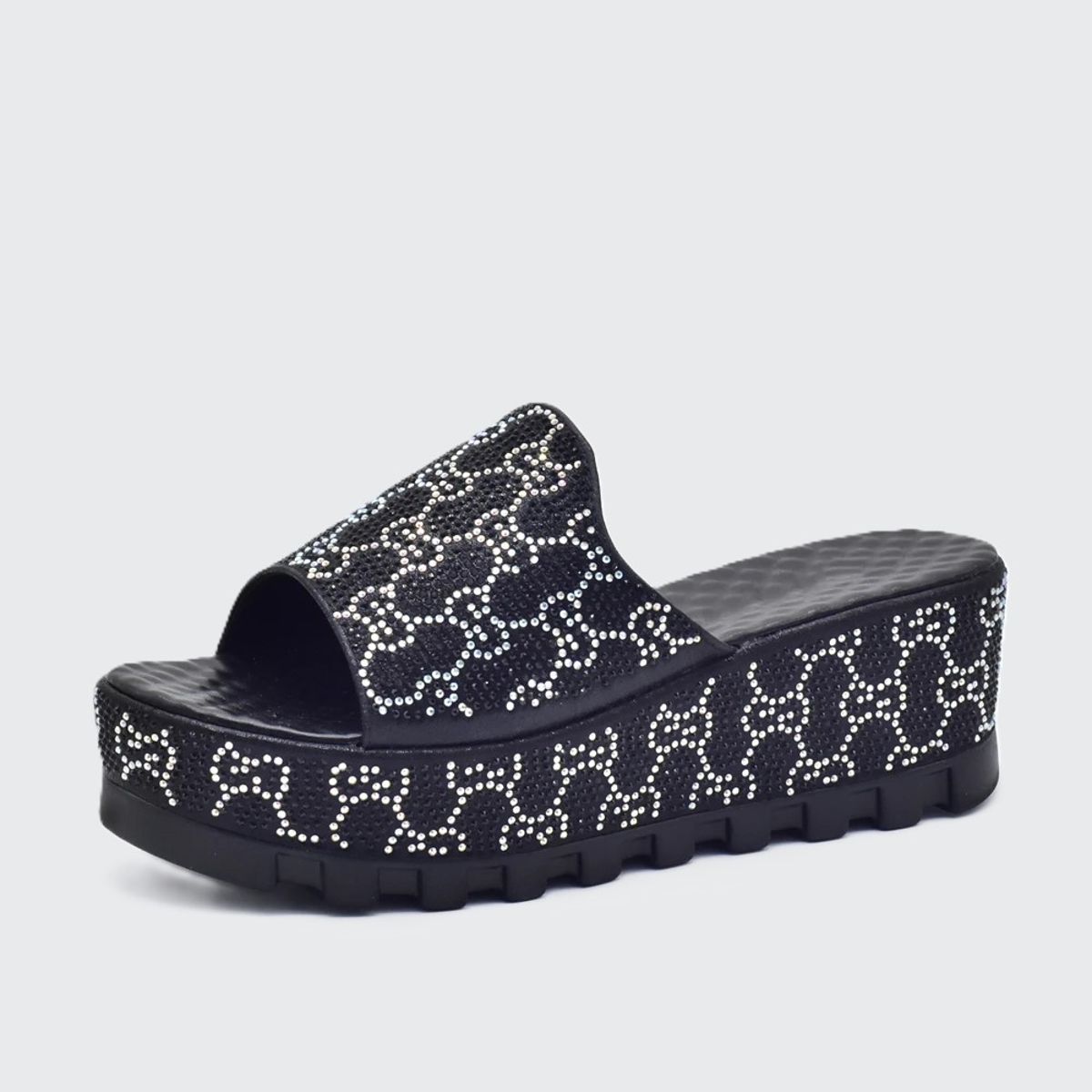 Fashionable High-Heeled Wedges with Glittering Crystals Fashionable High-Heeled Wedges with Glittering Crystals