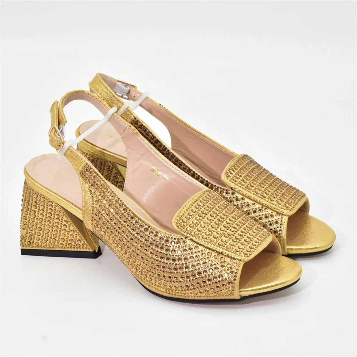 Chic High Heel Slingback Sandals with Crystal Detailing