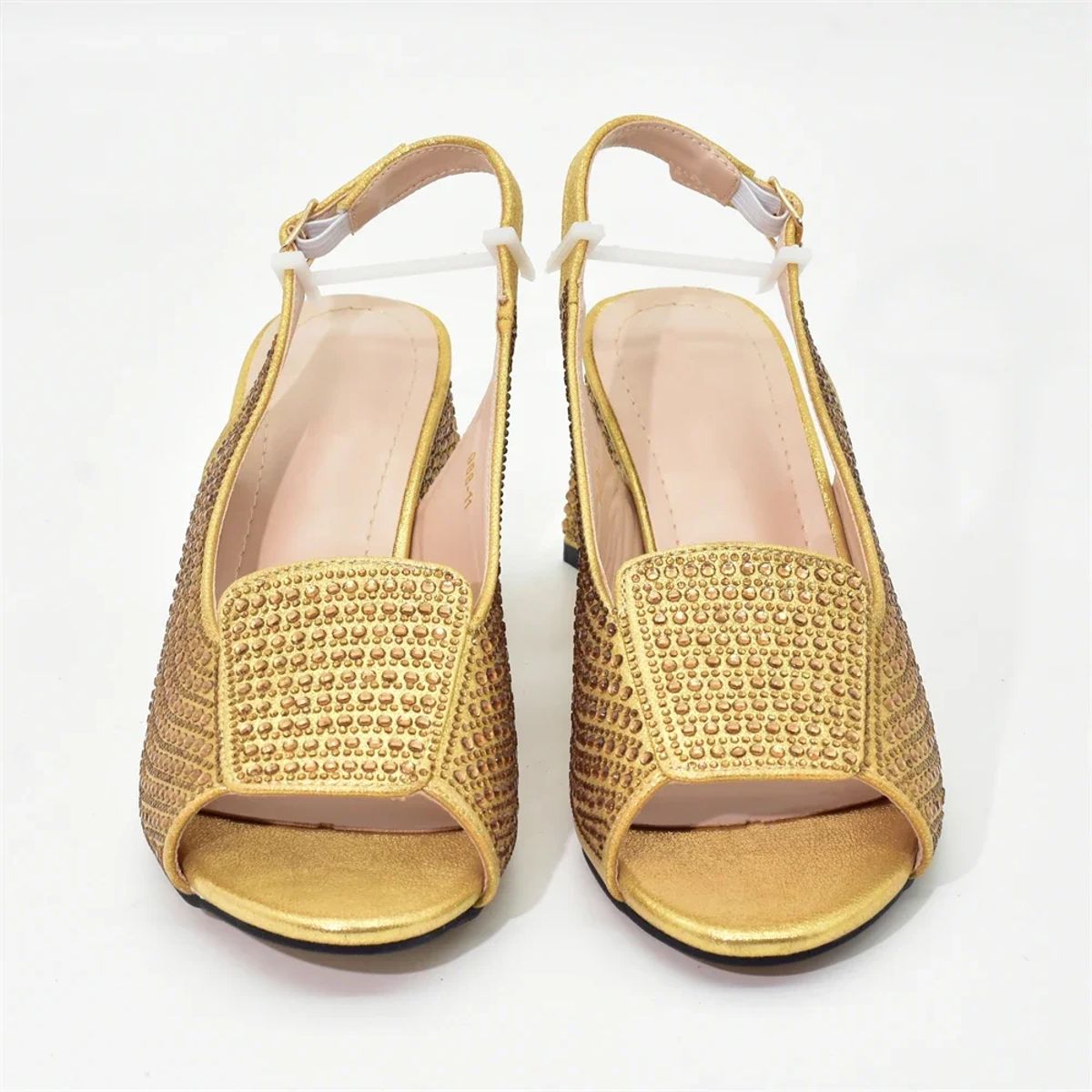 Chic High Heel Slingback Sandals with Crystal Detailing