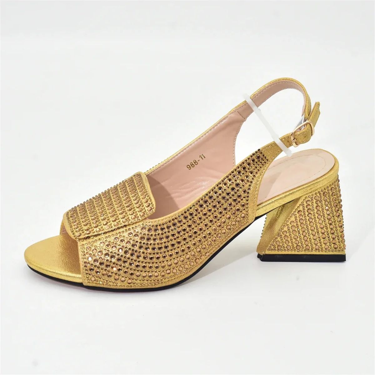 Chic High Heel Slingback Sandals with Crystal Detailing