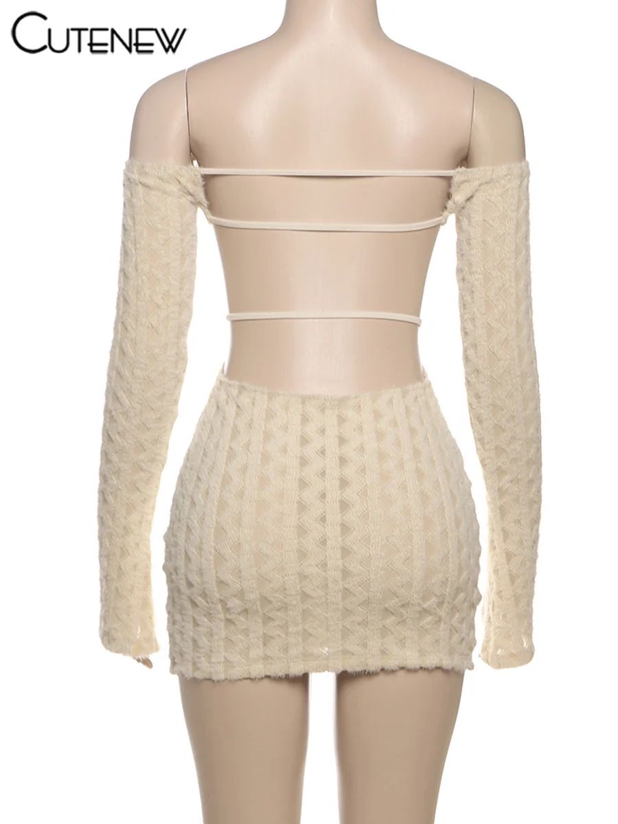 Elegant Off-Shoulder Backless Mini Dress for Women Elegant Off-Shoulder Backless Mini Dress for Women