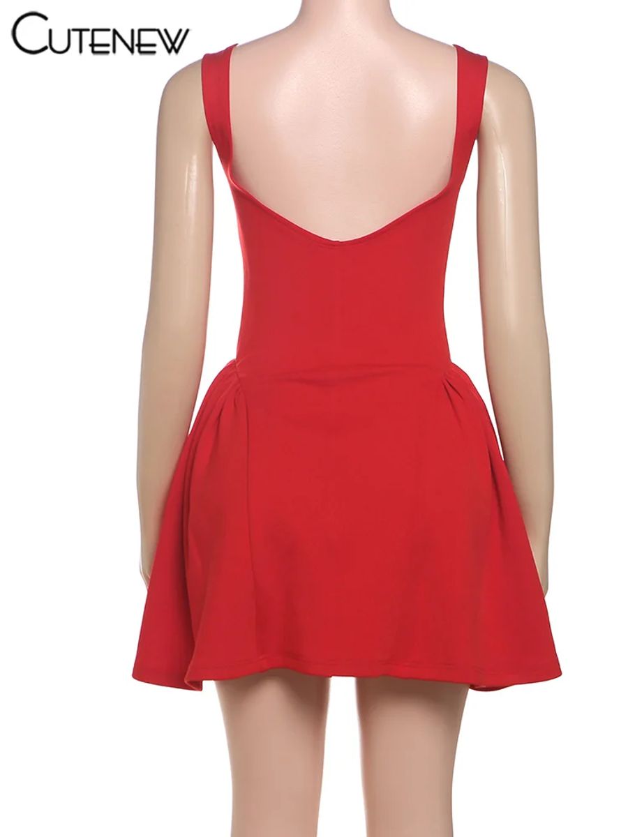 Chic A-Line Mini Dress with Sleeveless and O-Neck Design
