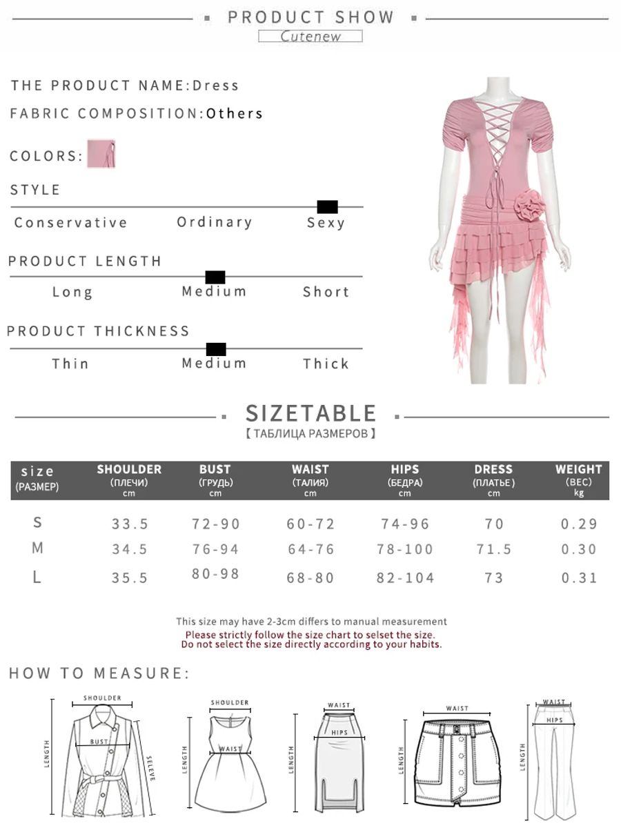 Trendy Ruffle Mini Dress with Tassel Detail and Drawstring Cutenew - Women's Mini Dresses 5
