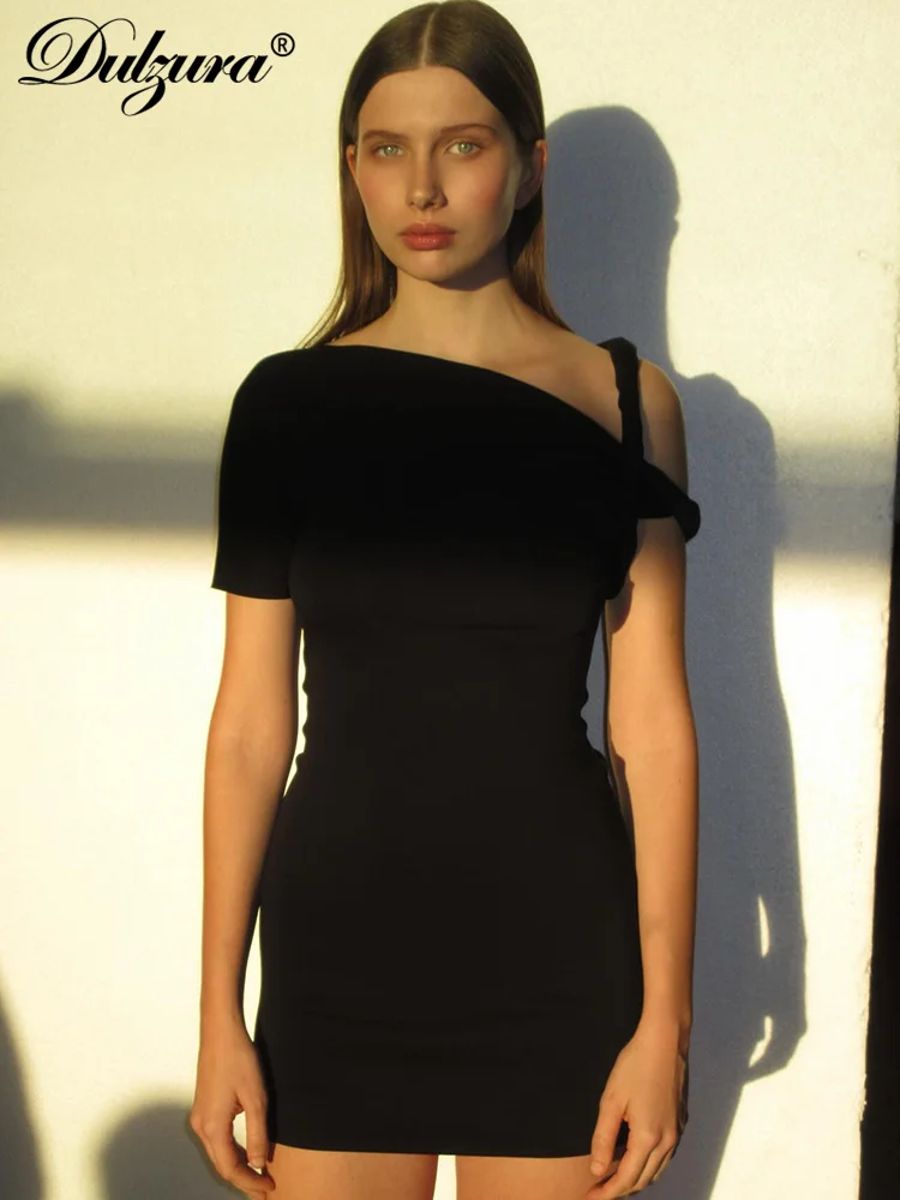 Asymmetrical Mini Dress with Diagonal Collar for Summer Parties