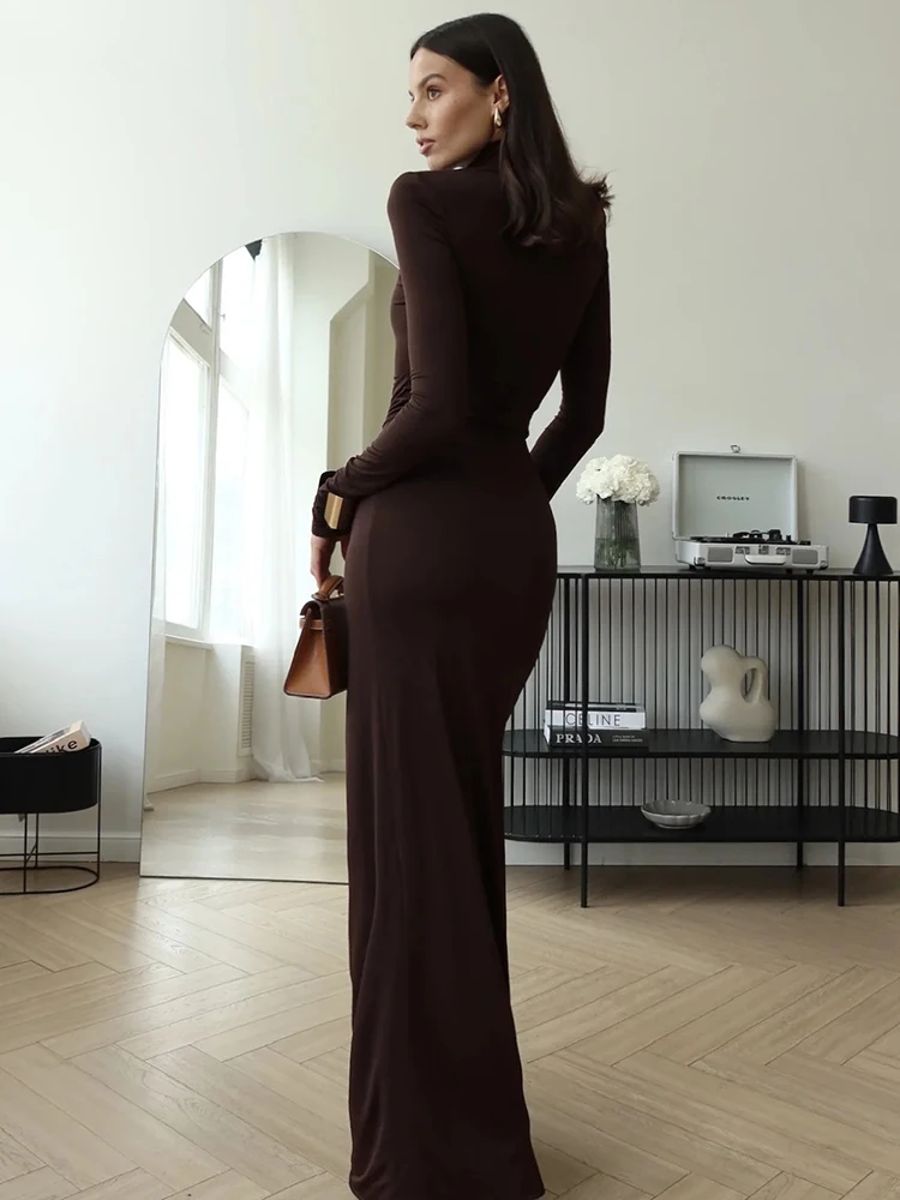 Chic Long Sleeve Thigh High Split Maxi Party Dress for Women Chic Long Sleeve Thigh High Split Maxi Party Dress for Women