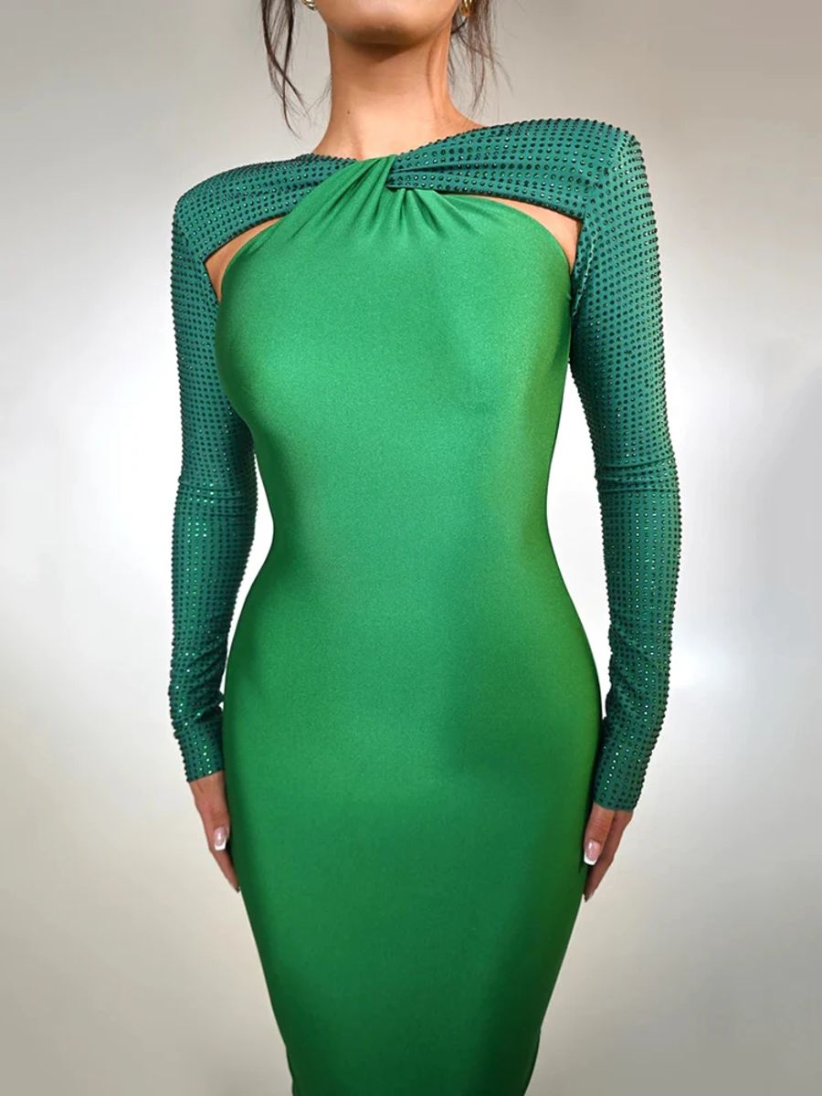 Elegant Glitter Hollow-Out Maxi Dress for Women Night Parties Elegant Glitter Hollow-Out Maxi Dress for Women Night Parties