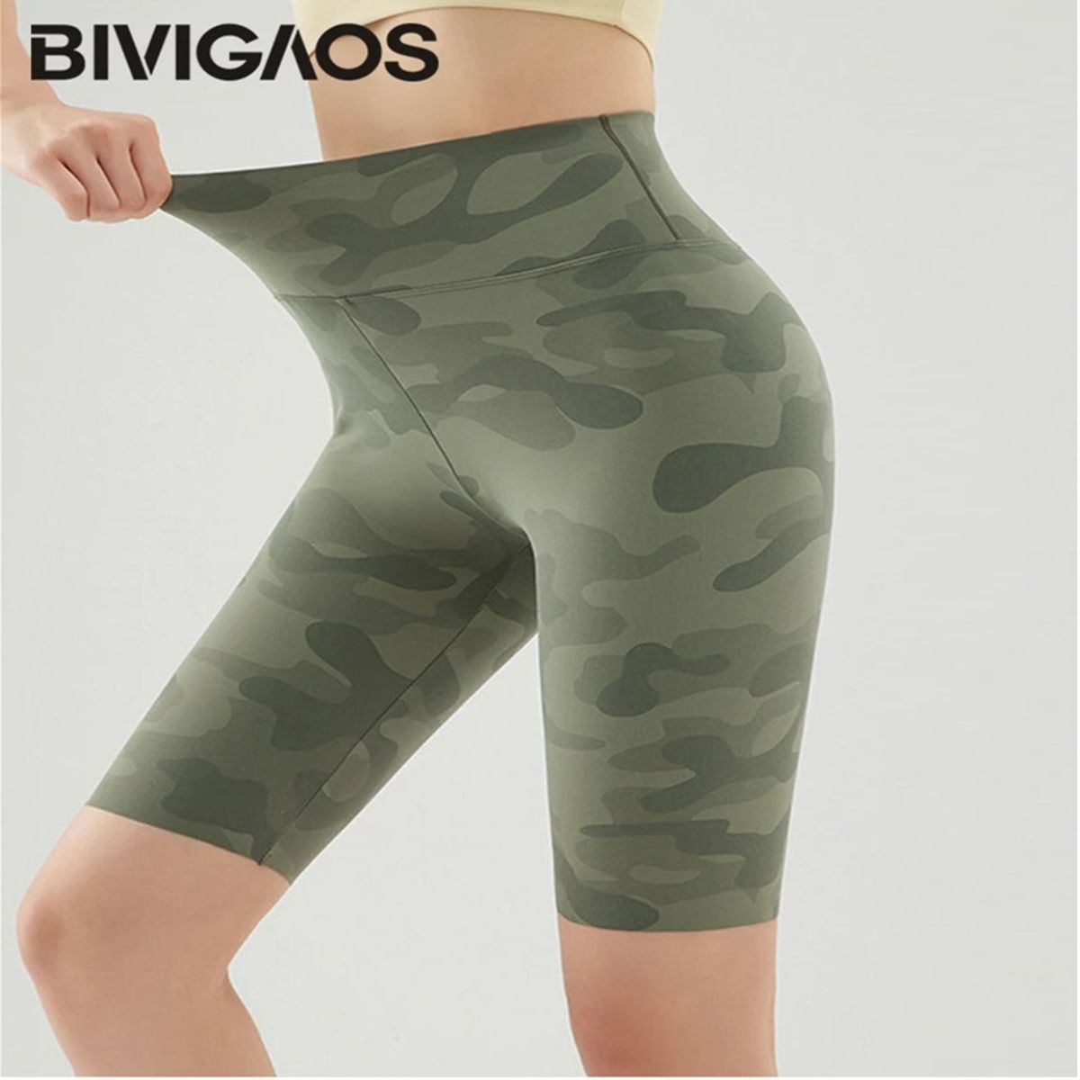 Summer Camouflage Sharkskin Biker Shorts for Casual Comfort Bivigaos - Women's Sports Shorts 1