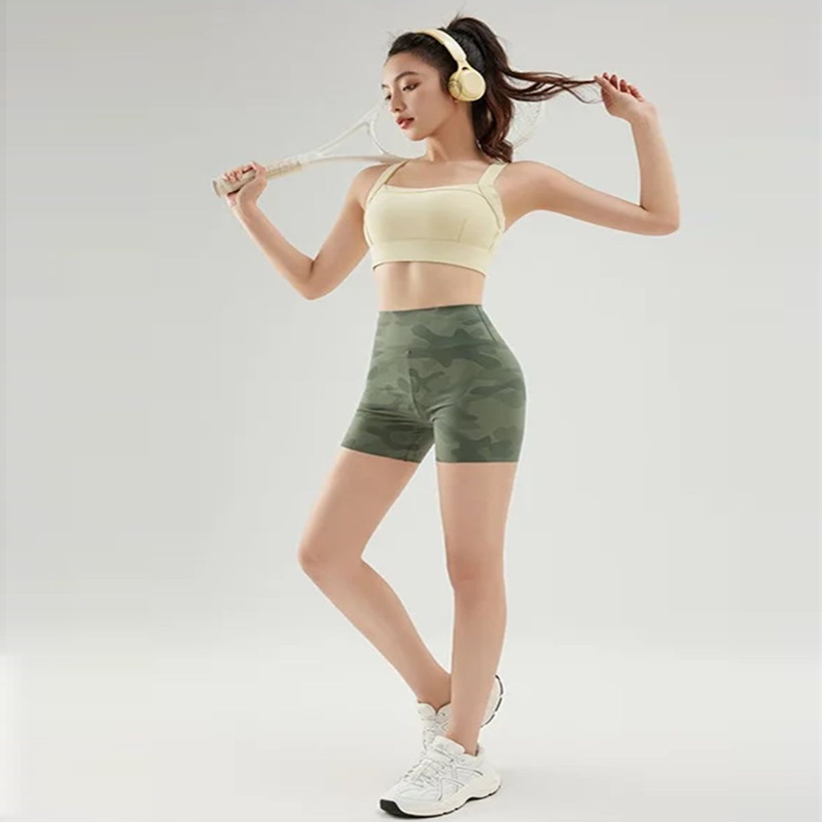 Comfortable Camouflage Sharkskin Biker Shorts for Casual Summer Wear Bivigaos - Women's Sports Shorts 4