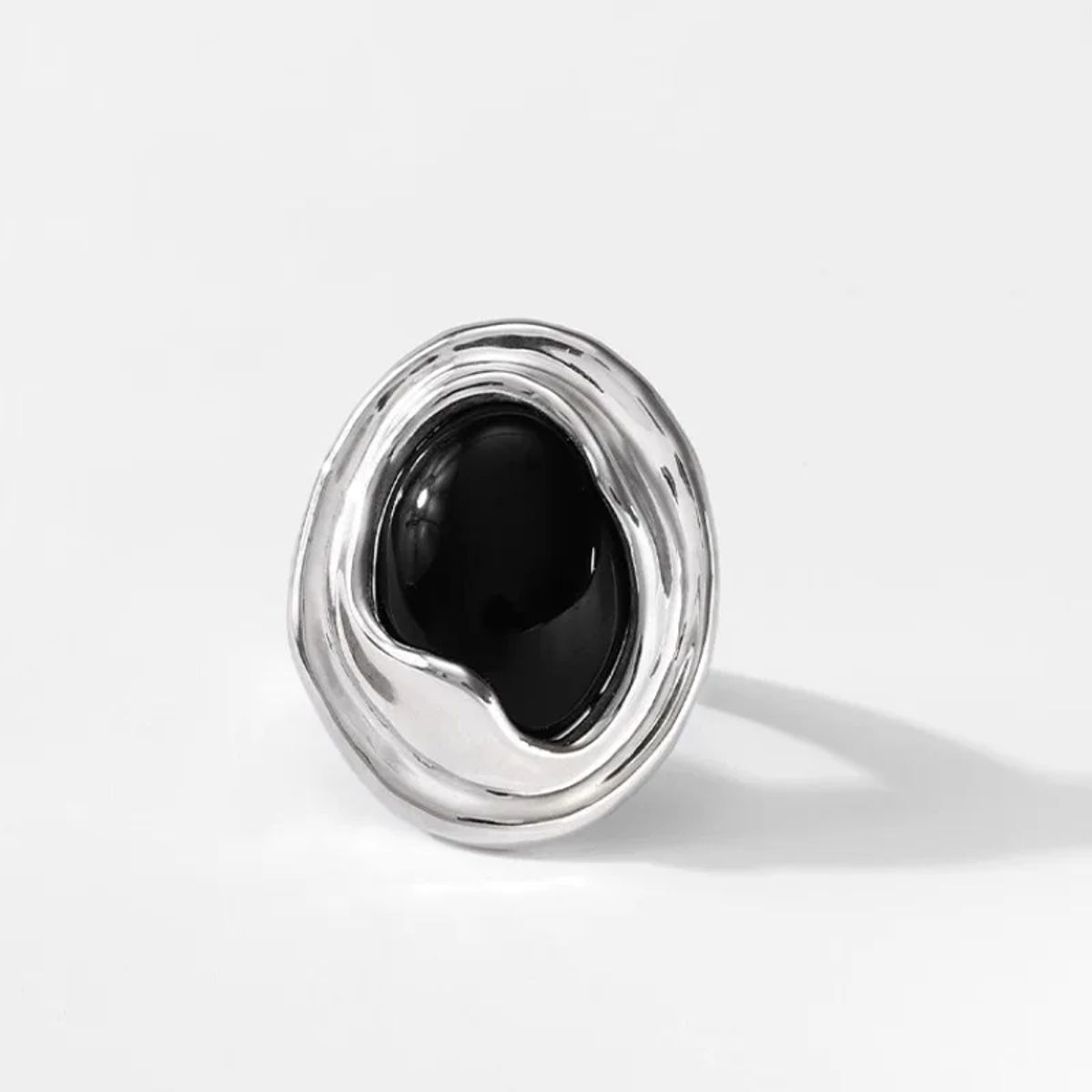 Elegant 925 Sterling Silver Black Agate Ring for Women