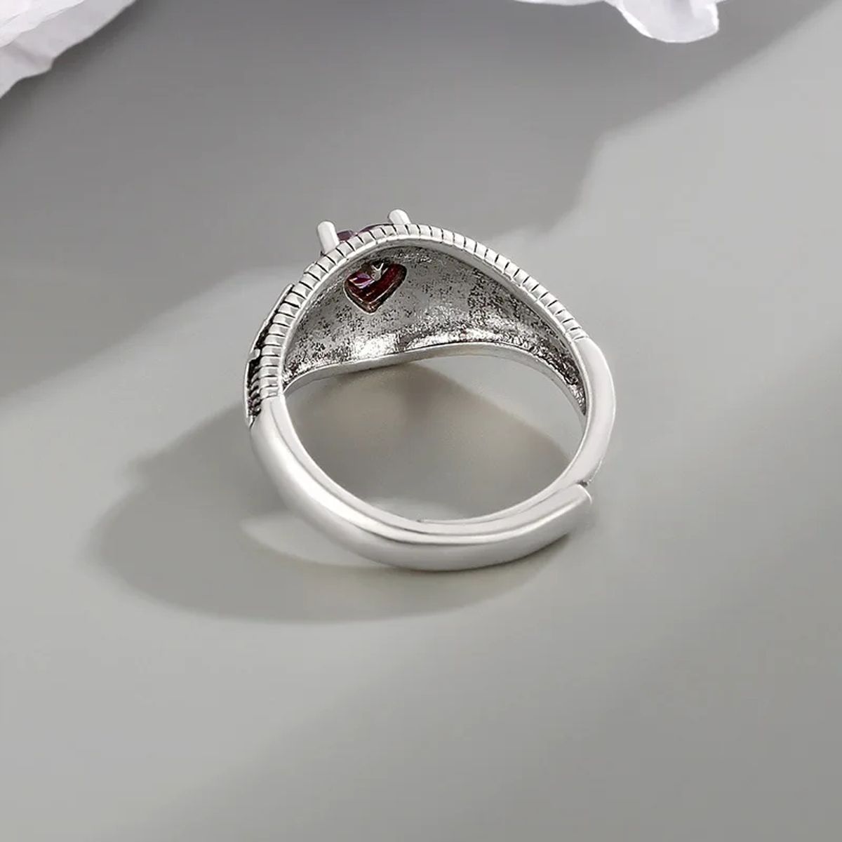 Elegant Sterling Silver Heart Zircon Sun Ring for Women