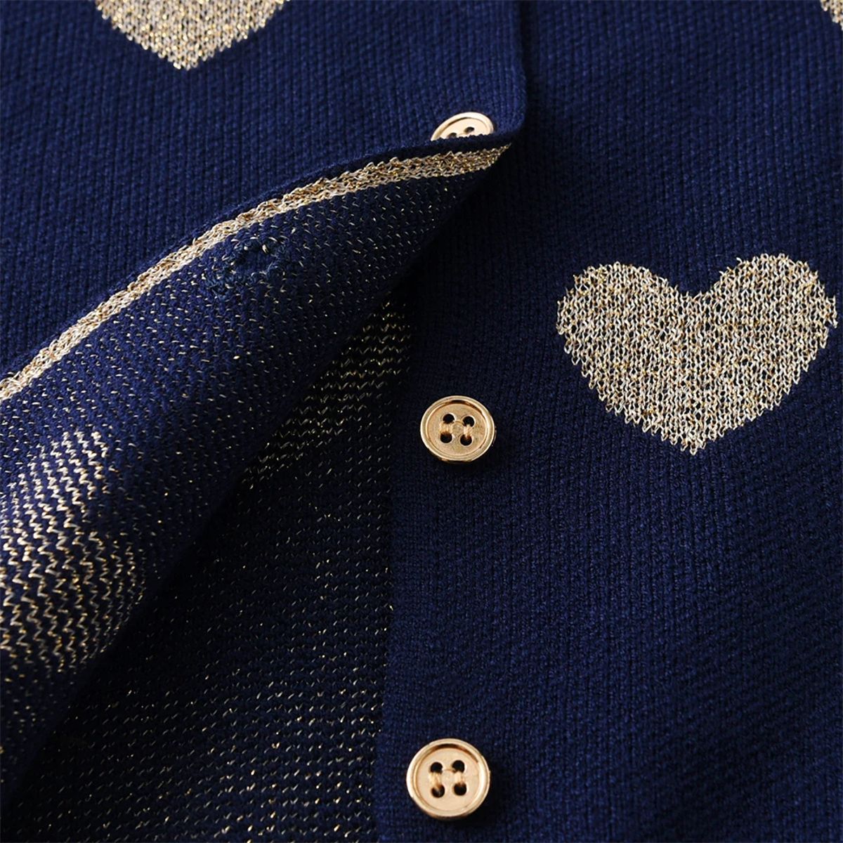 Heart Print Knitted Cardigan Sweater for Girls - Winter Wear