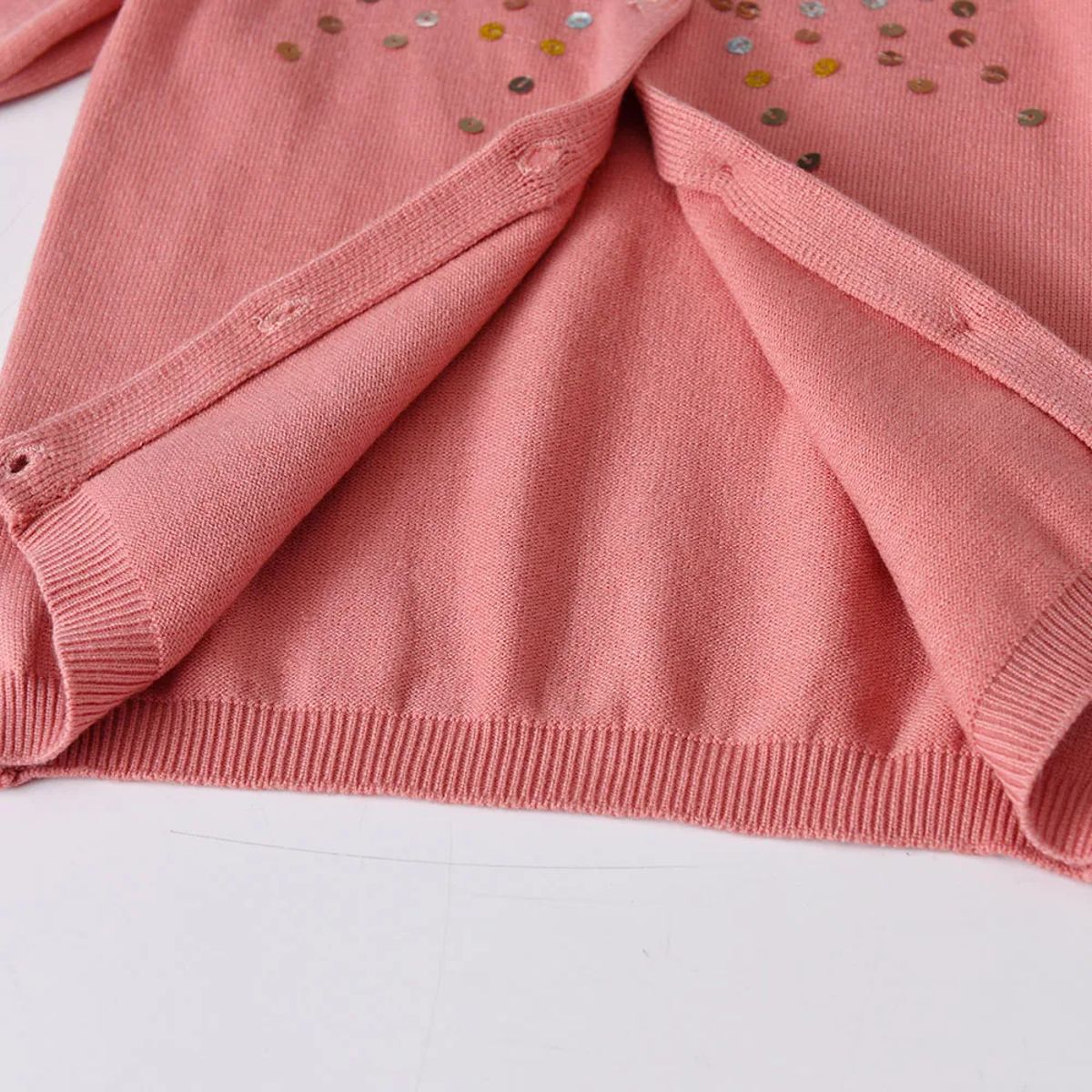 Adorable Girls' Knitted Cardigan Sweater with Sequined Details
