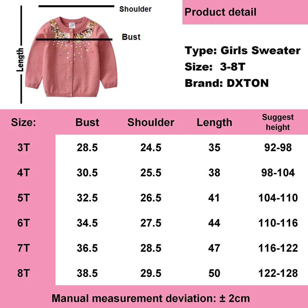 Adorable Girls' Knitted Cardigan Sweater with Sequined Details
