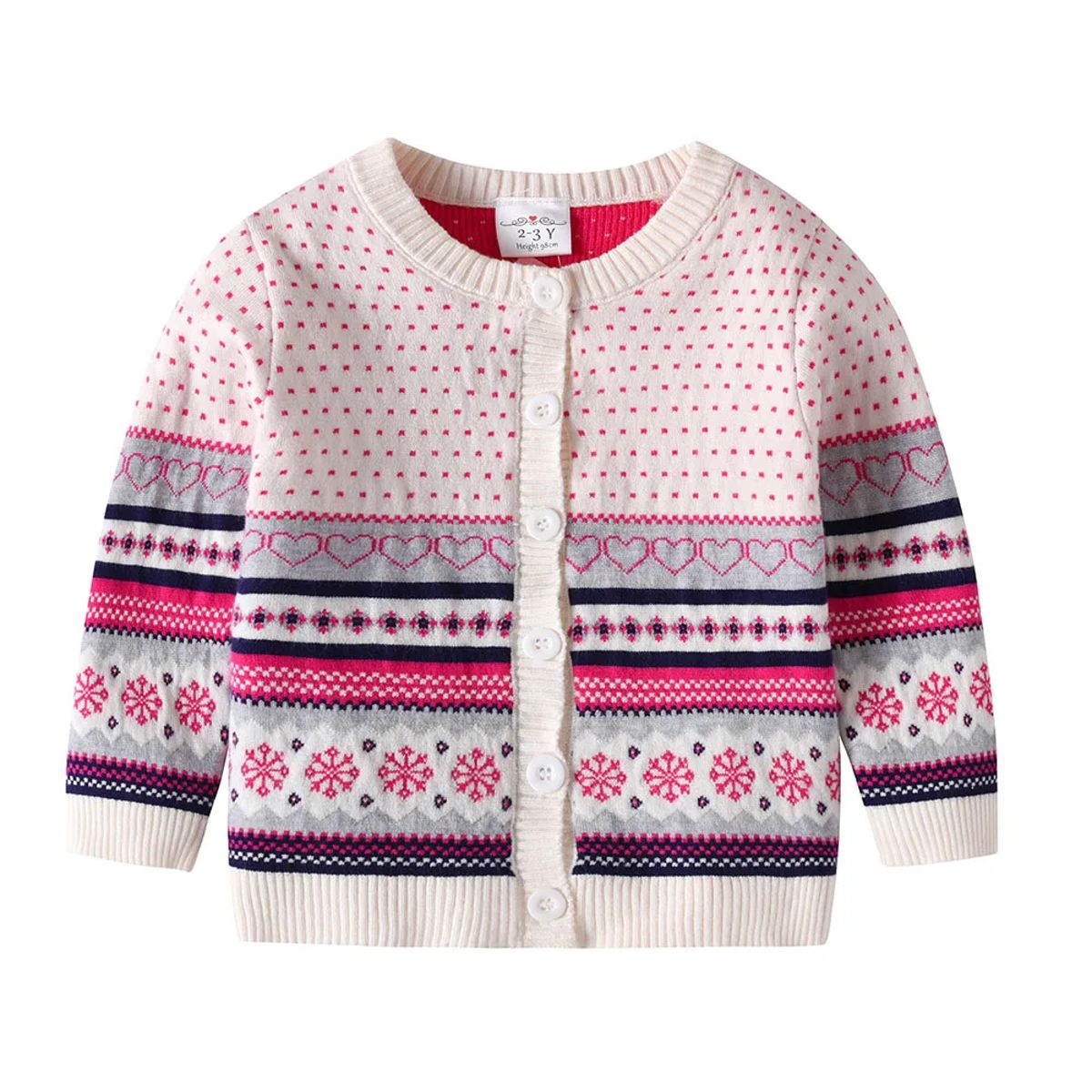 Adorable Toddler Girls' Knitted Cardigan Sweater with Floral Design