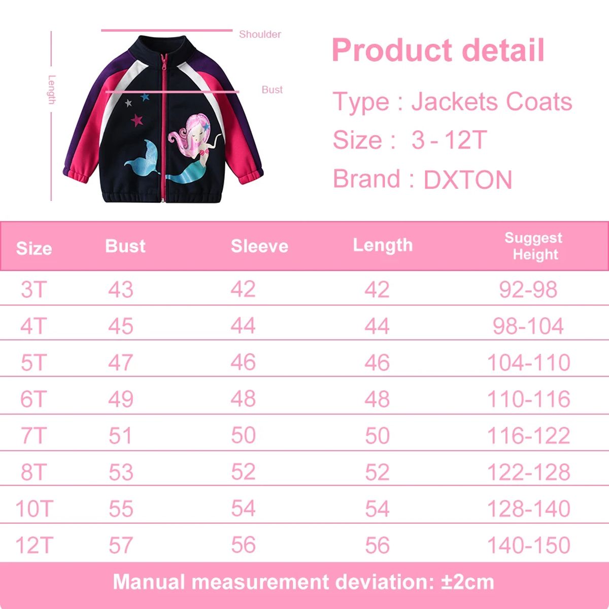 Mermaid-Print Kids' Winter Jacket with Zipper Closure