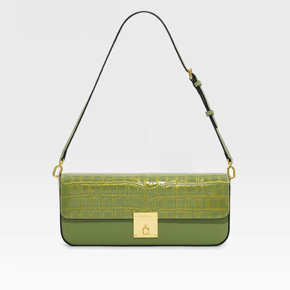 Elegant Genuine Leather Evening Shoulder Bag with Lock Detail Bafelli - Women's Shoulder Bags