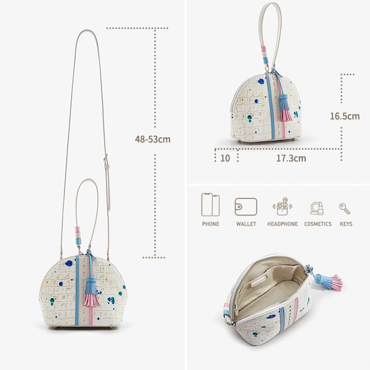 Patchwork Clutch Handbag with Flower Decoration and Zipper Bafelli - Women's Handbags 5