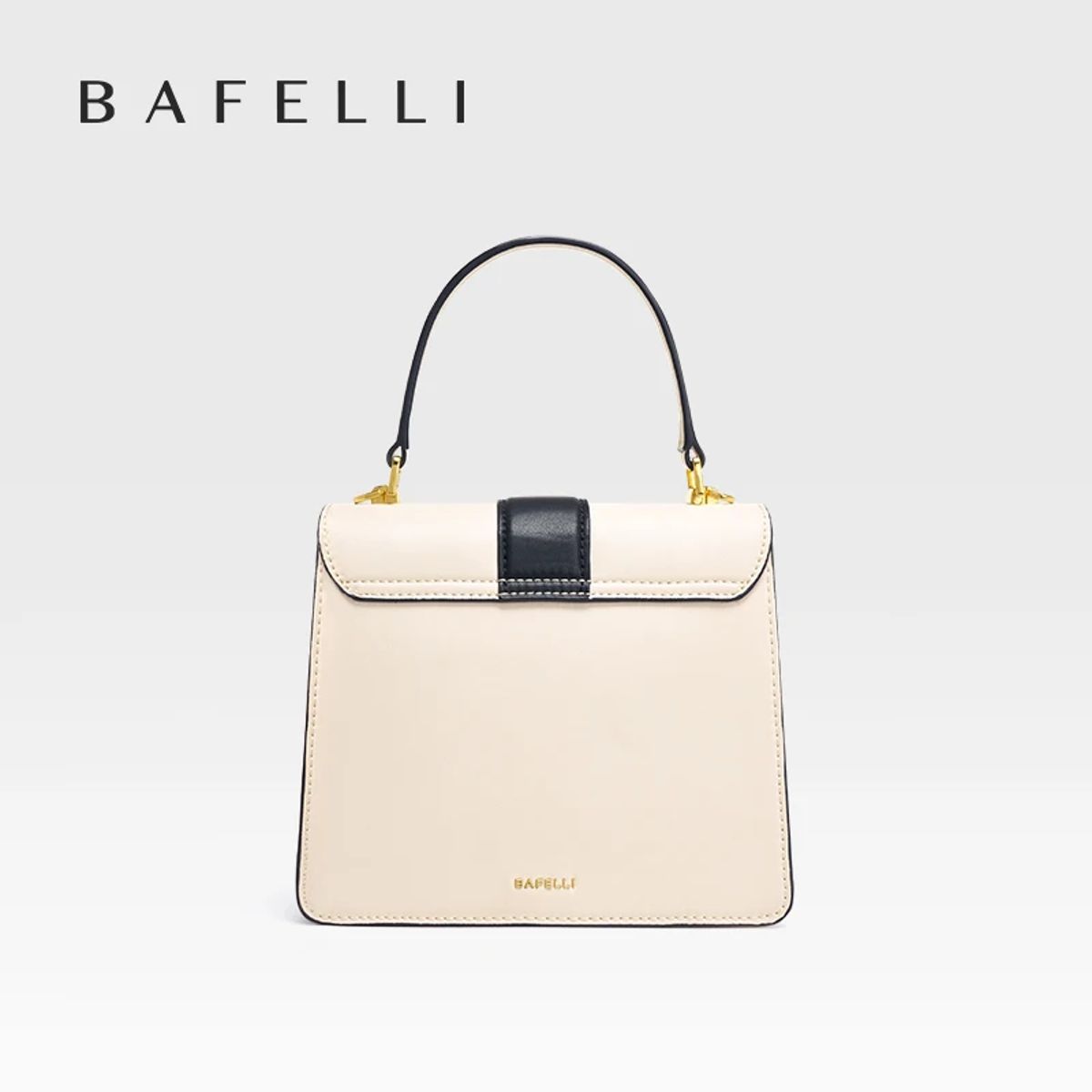 Elegant Leather Shopper Bag with Lock Detail and Zipper Pocket Bafelli - Women's Handbags 3