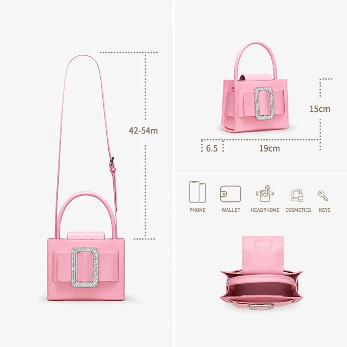 Luxury Handbag with Diamond Accent and Hasp Closure Luxury Handbag with Diamond Accent and Hasp Closure