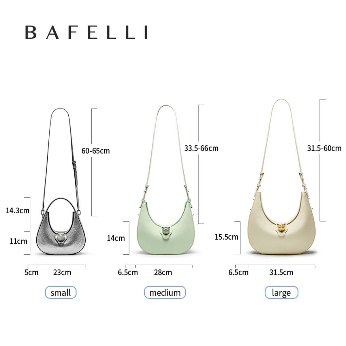 Elegant Luxury Half Moon Leather Shoulder Tote with Secure Lock Closure Bafelli - Women's Shoulder Bags 3