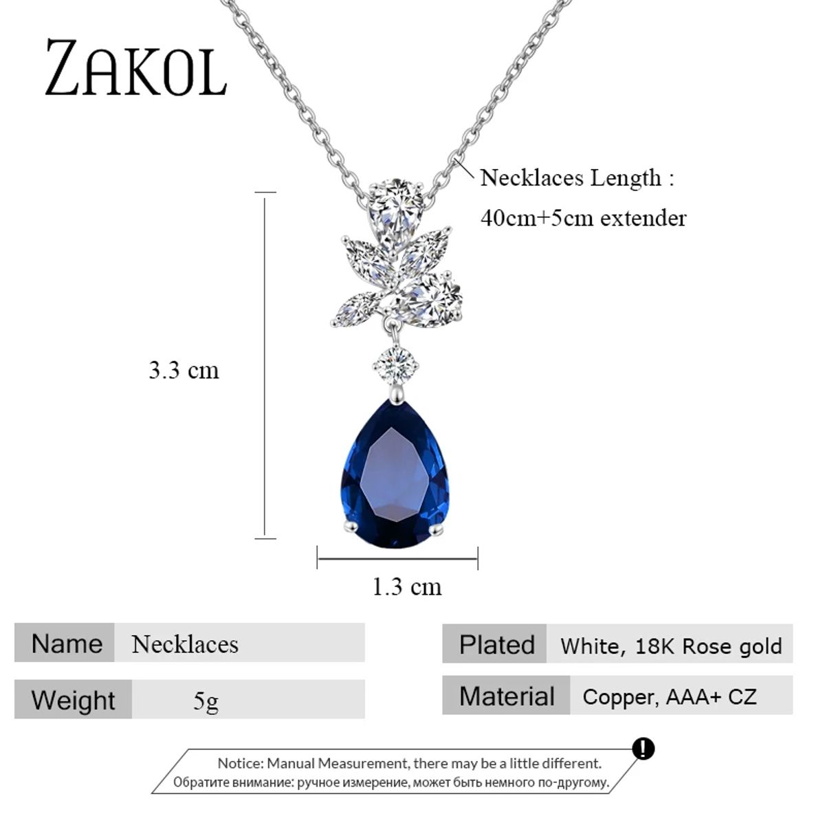 Elegant Water Drop Zircon Pendant Necklace for Women’s Special Occasions Zakol - Women's Necklaces 3