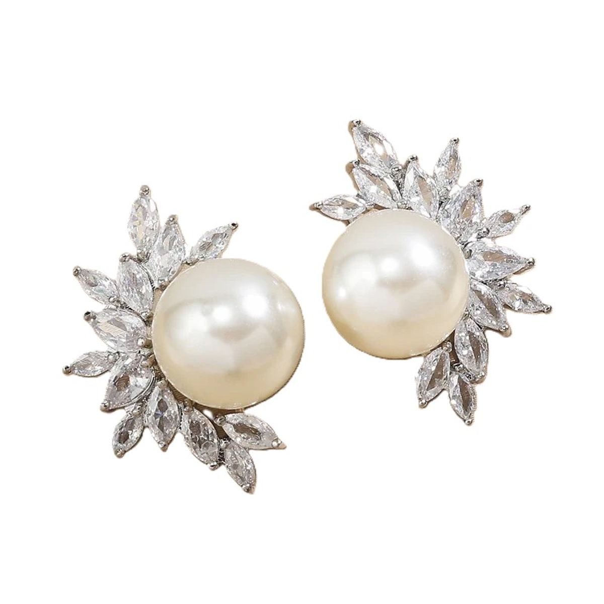 Marquise Zircon Leaf Stud Earrings – Elegant Jewelry for Women