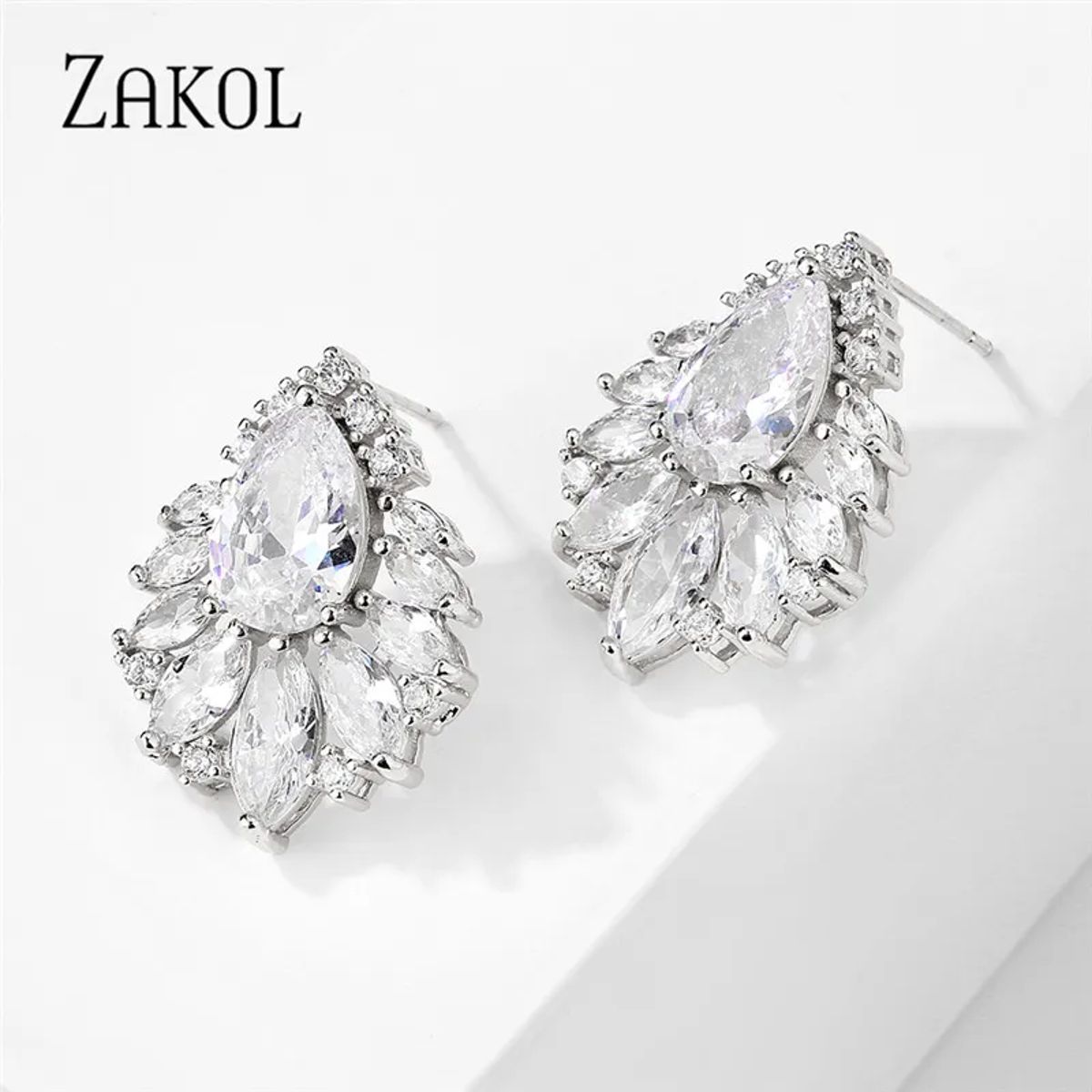Elegant Water Drop Cubic Zirconia Stud Earrings for Women