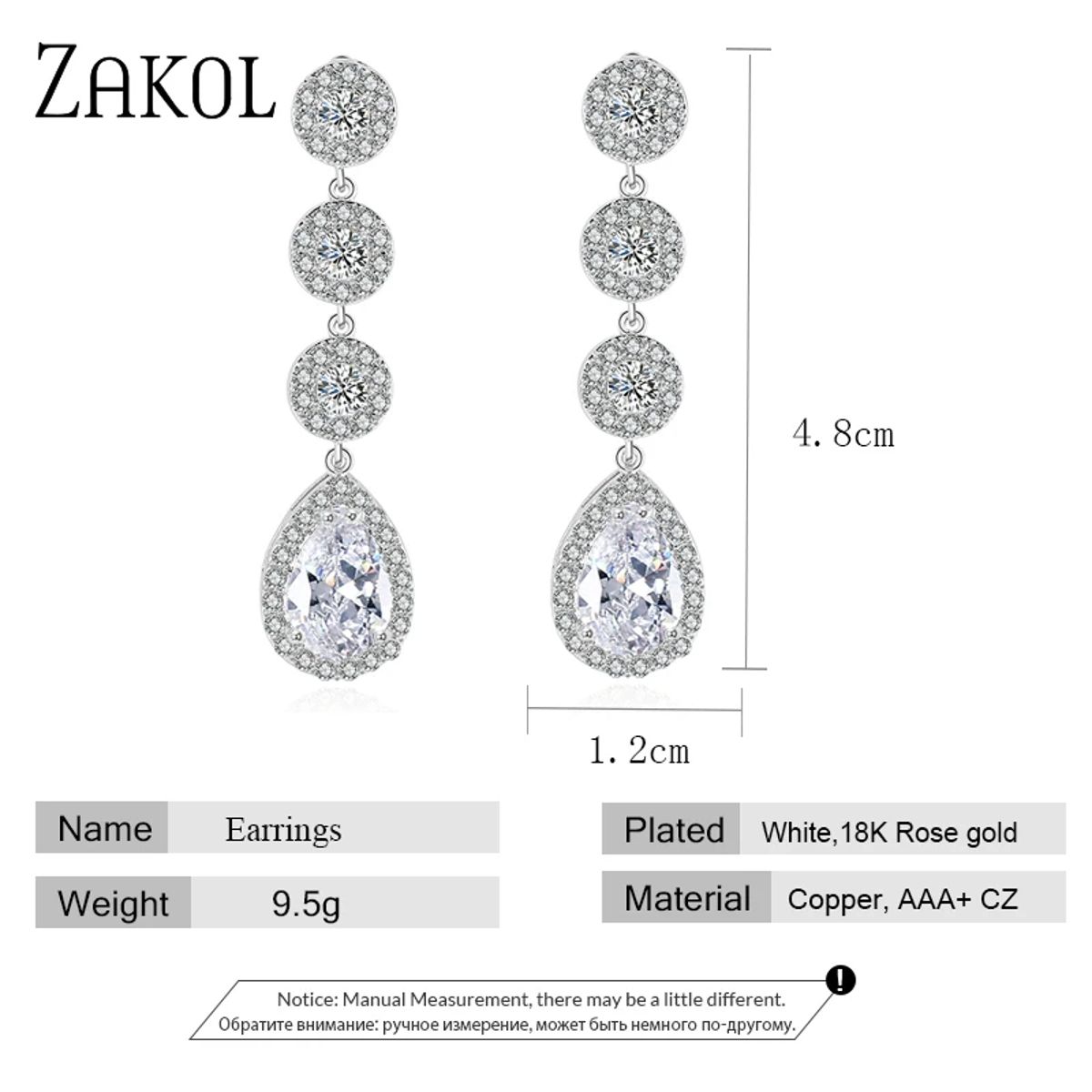Elegant Water Drop Cubic Zirconia Dangle Earrings for Women Elegant Water Drop Cubic Zirconia Dangle Earrings for Women