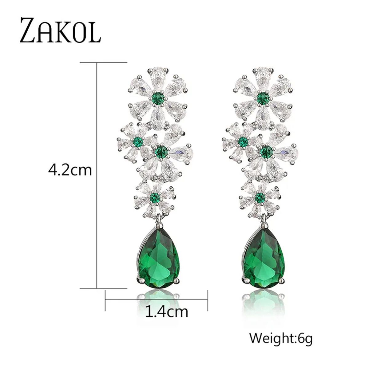 Elegant CZ Water Drop Flower Dangle Earrings for Women Elegant CZ Water Drop Flower Dangle Earrings for Women