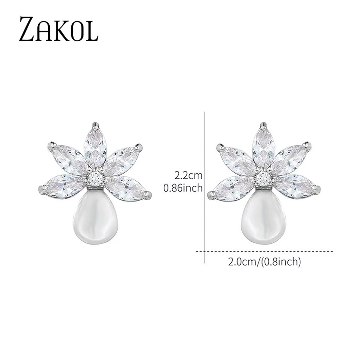 Elegant Leaf-Shaped Cubic Zirconia and Pearl Drop Earrings Elegant Leaf-Shaped Cubic Zirconia and Pearl Drop Earrings