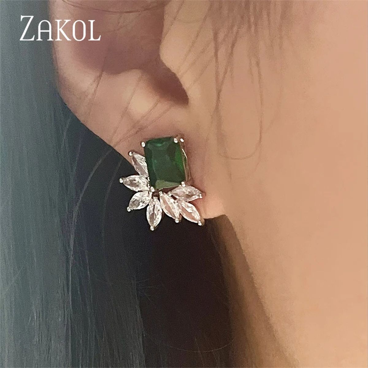 Elegant Square Cubic Zirconia Stud Earrings for Women
