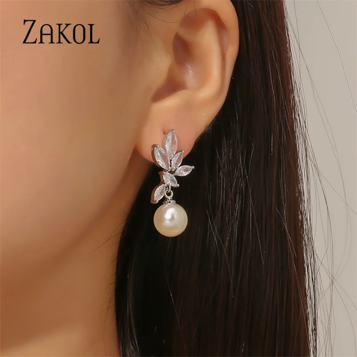 Elegant Cubic Zirconia Leaf Dangle Earrings for Women