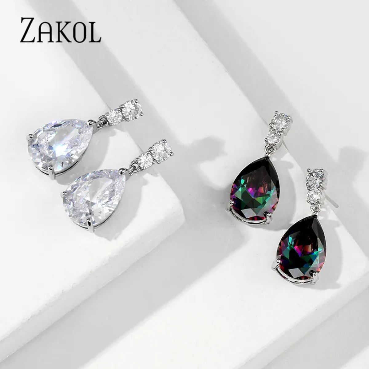 Elegant Water Drop Cubic Zirconia Dangle Earrings for Weddings Elegant Water Drop Cubic Zirconia Dangle Earrings for Weddings